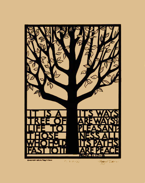 Tree of Life screen print on Tan Canson paper
